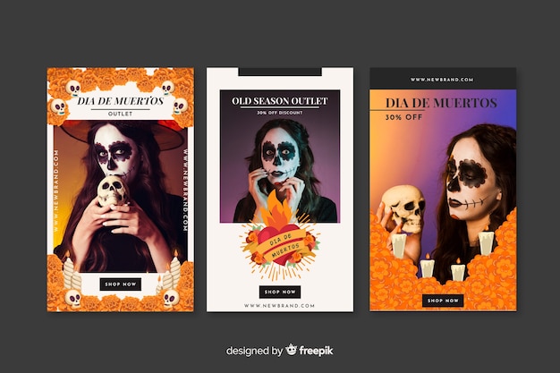 Día de muertos social media interactive posts