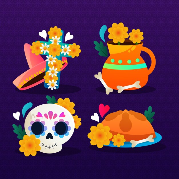 Dia de muertos stickers illustration