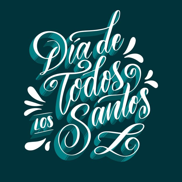 Dia de todos los santos lettering with blue shadows