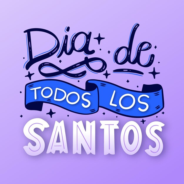 Dia de todos los santos lettering with ribbon