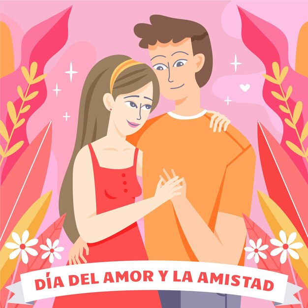 Dia del amor y amistad with couple