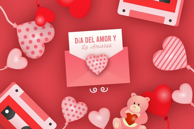 Día del amor y amistad with hearts