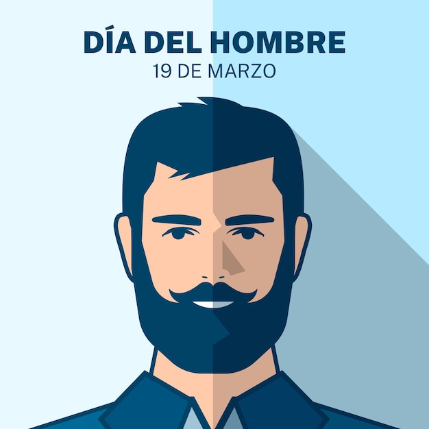 Vettore gratuito dia del hombre illustrazione con uomo barbuto