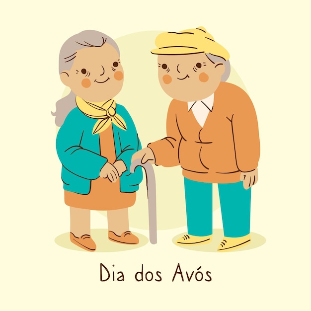 Dia dos avós drawing concept