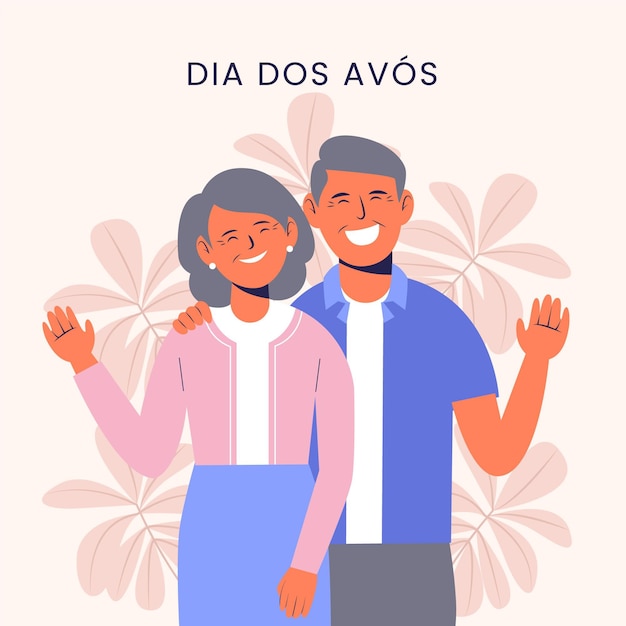 Free vector dia dos avós flat design illustration with grandparents