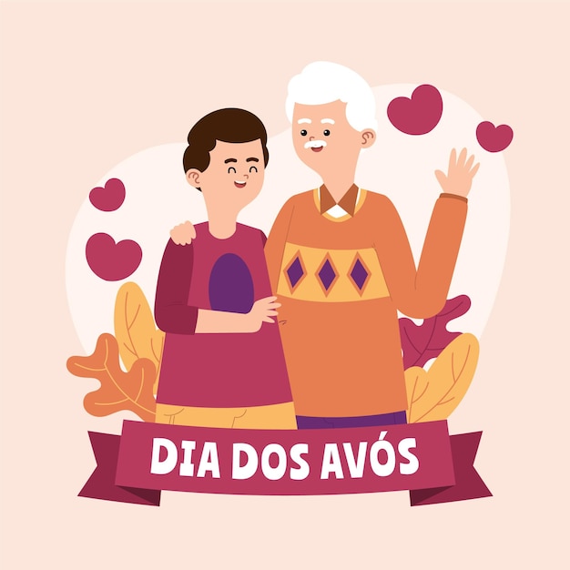 Free vector dia dos avos illustration with grandparents