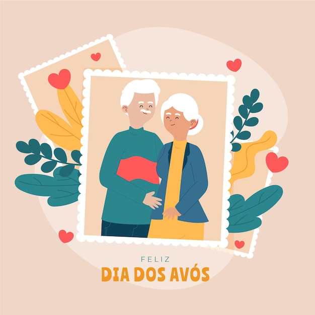 Dia dos avos иллюстрация с бабушкой и дедушкой