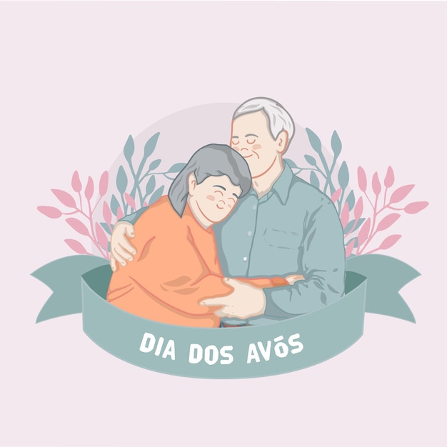 Free vector dia dos avós with elder people