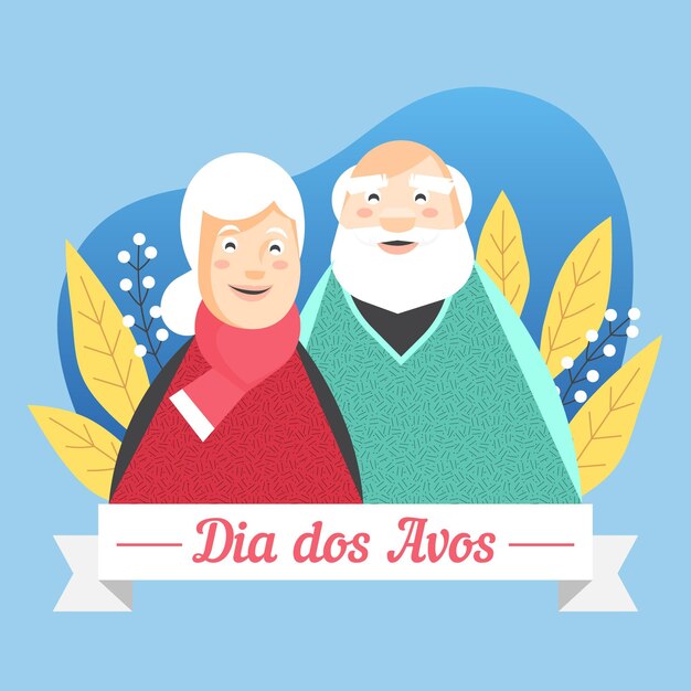 Free vector dia dos avós with seniors