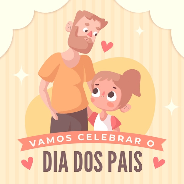 Dia dos pais hand drawn flat