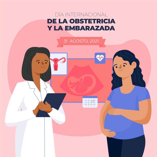 Free vector dia internacional de la obstetricia y la embarazada illustration