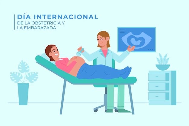 Vettore gratuito dia internacional de la obstetricia y la embarazada illustrazione