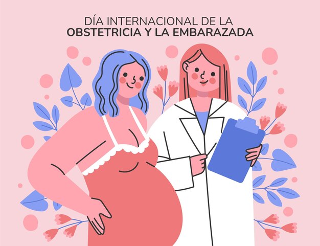 Dia internacional de la obstetricia y laembarazadaイラスト