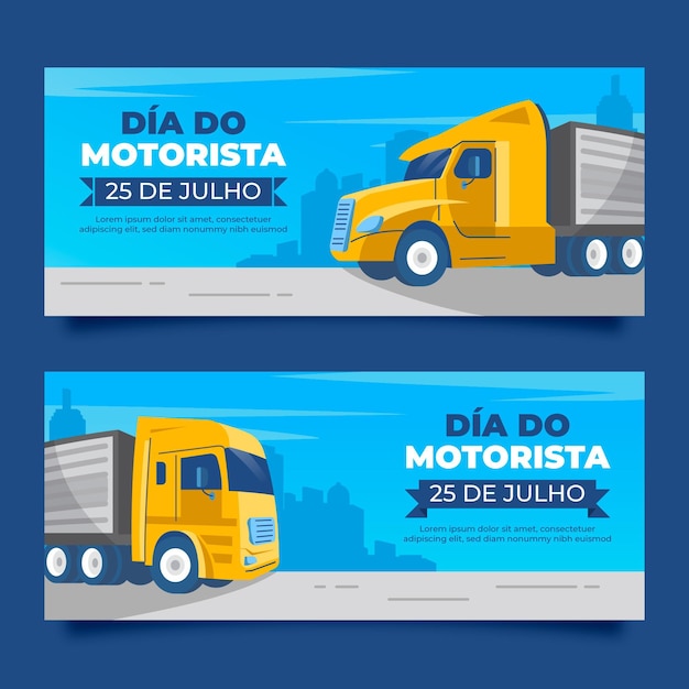 Dia do motorista banners set