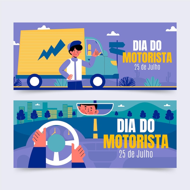 Dia do motorista banners set