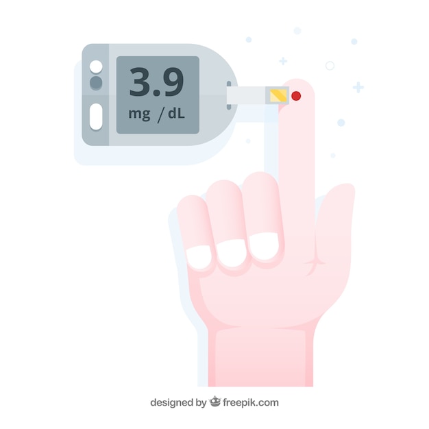 Diabetes blood test with flat design