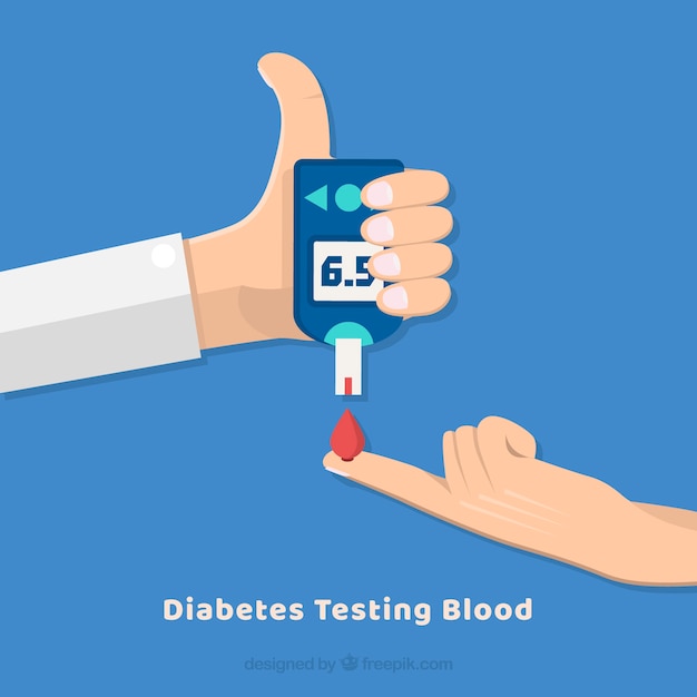 Vettore gratuito diabete test della composizione del sangue con design piatto