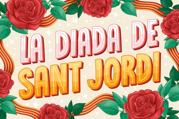 Бесплатное векторное изображение diada de sant jordi надписи