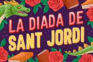 Free vector diada de sant jordi lettering