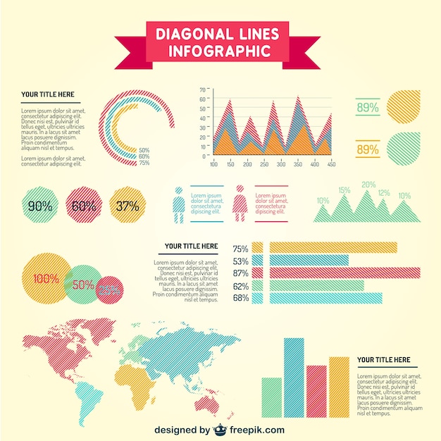 Le linee diagonali elementi infographic