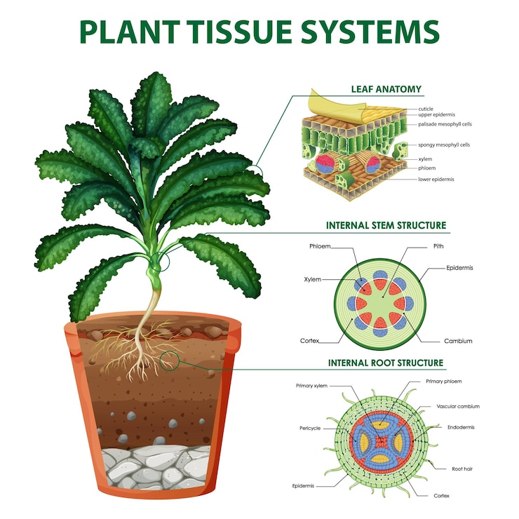 Free Vector diagram showing plant tissue systems