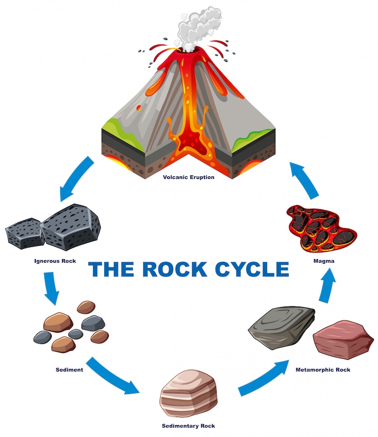 Free Vector diagram showing rock cycle