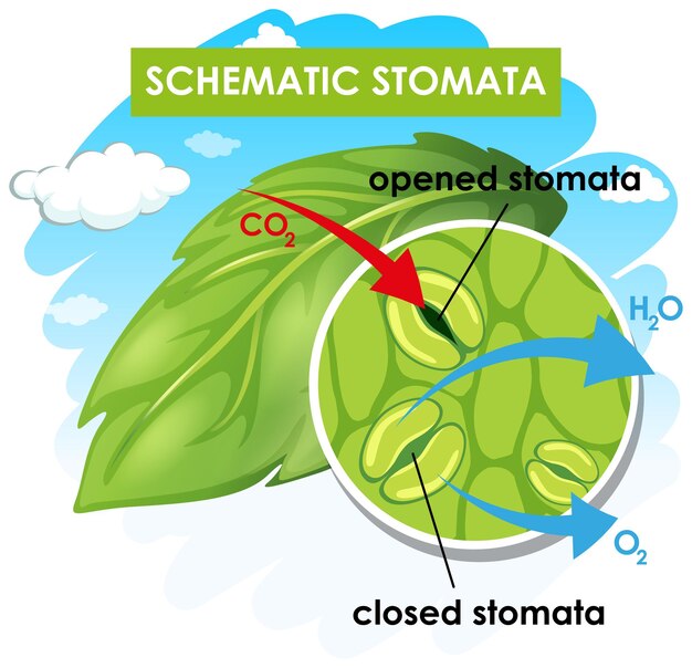 Diagram showing schematic stomata