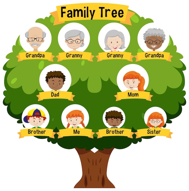 Diagram showing three generation family tree