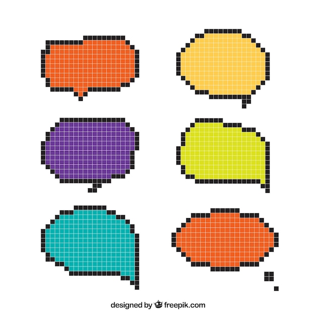 Free vector dialog balloons set of colors in pixel art style