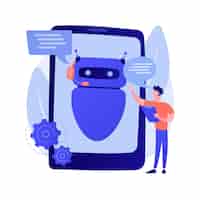 Free vector dialog with chatbot. artificial intelligence reply to question. tech support, instant messaging, hotline operator. ai assistant. client bot consultant. vector isolated concept metaphor illustration.