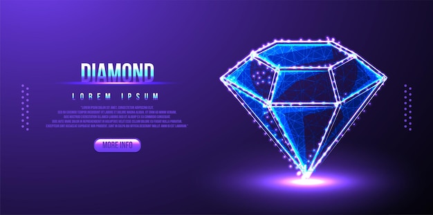 Diamante, gioielli, gemme, lusso e ricco wireframe low poly