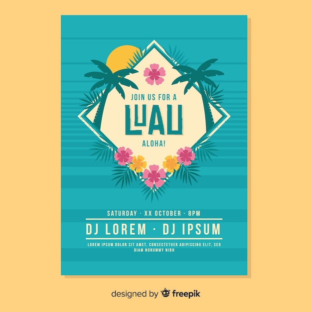 Diamond luau party poster template