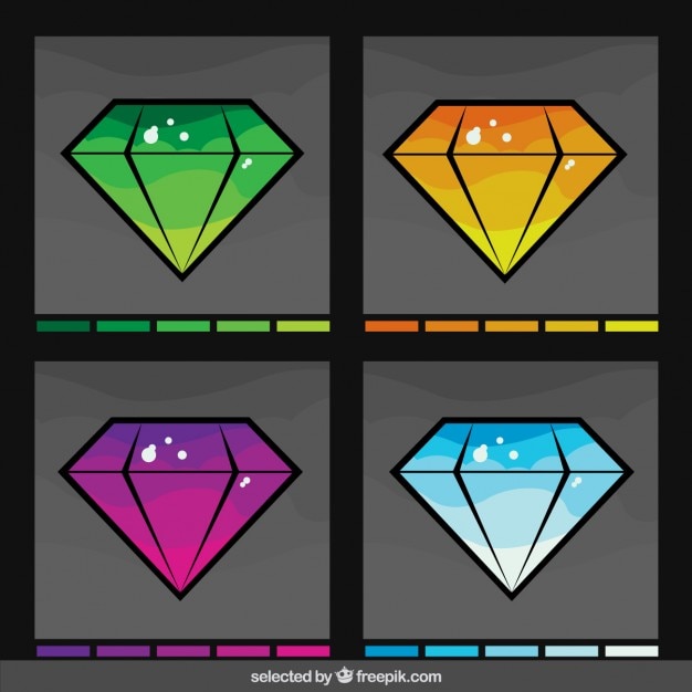 Бесплатное векторное изображение Алмазы в коллекции разного цвета