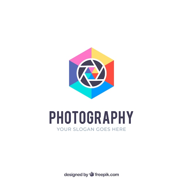 Vettore gratuito logo fotografico a diaframma a colori