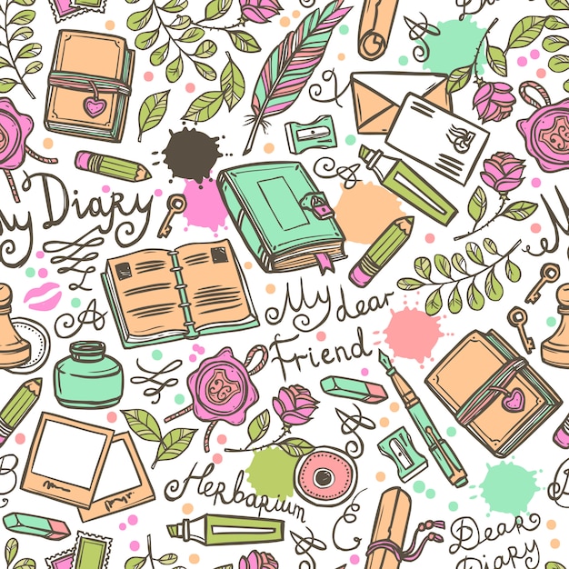 Diary seamless pattern