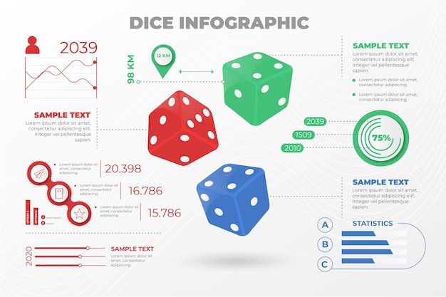 Vettore gratuito infografica di dadi