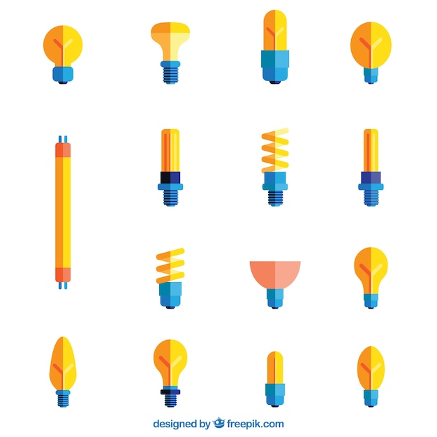 Free vector diferents styles of lightbulbs