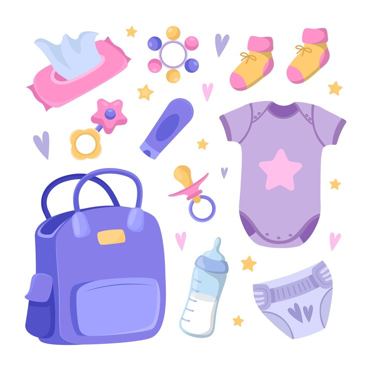 Free Vector different accessories for infants vector illustrations set