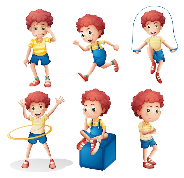 Free vector different activities of a young man