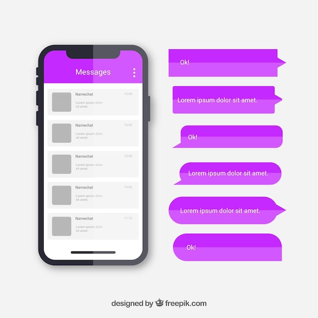 Free vector different bubbles chat for messenger application