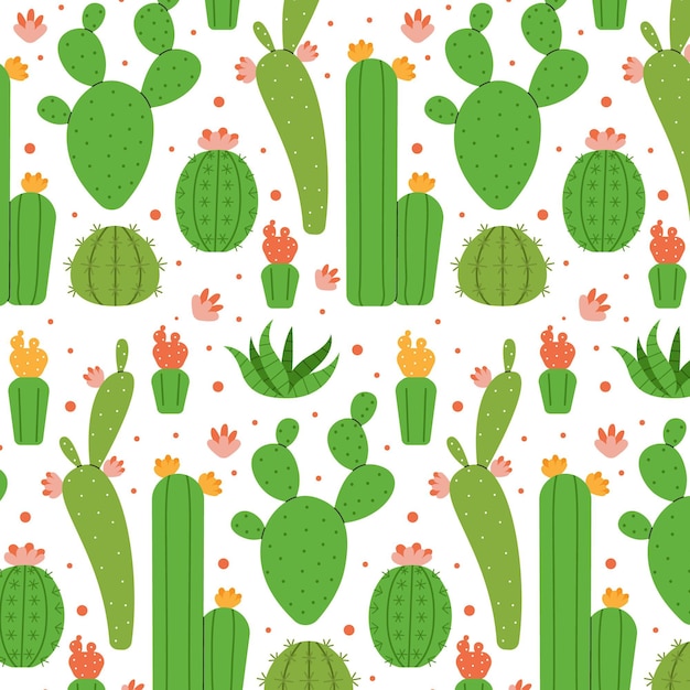 Free vector different cactuses pattern illustrated