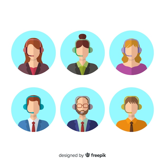 Free vector different call center avatars in flat style