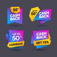 Vettore gratuito diverse etichette di cashback