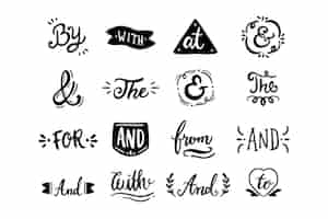 Free vector different catchwords and ampersands set