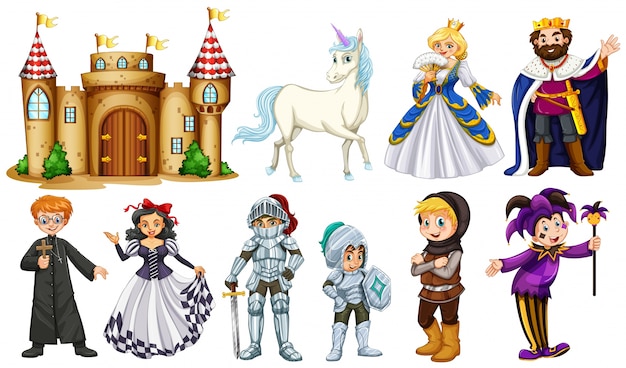 Free vector different characters in fairy tales