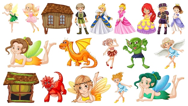 Free vector different characters in fairytale