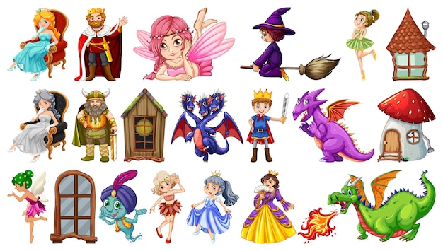 Free vector different characters from fairytale