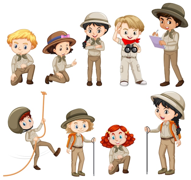 Different characters in safari outfit