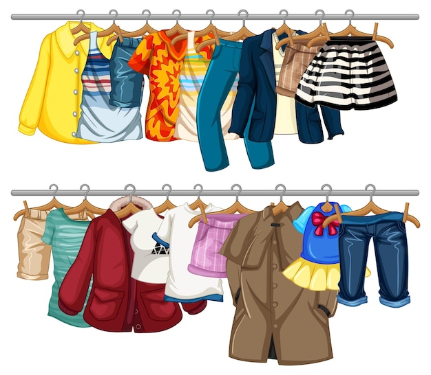 Free vector different clothes hanging on the bars