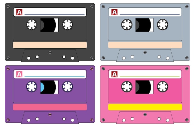 Different colorful cassette tapes